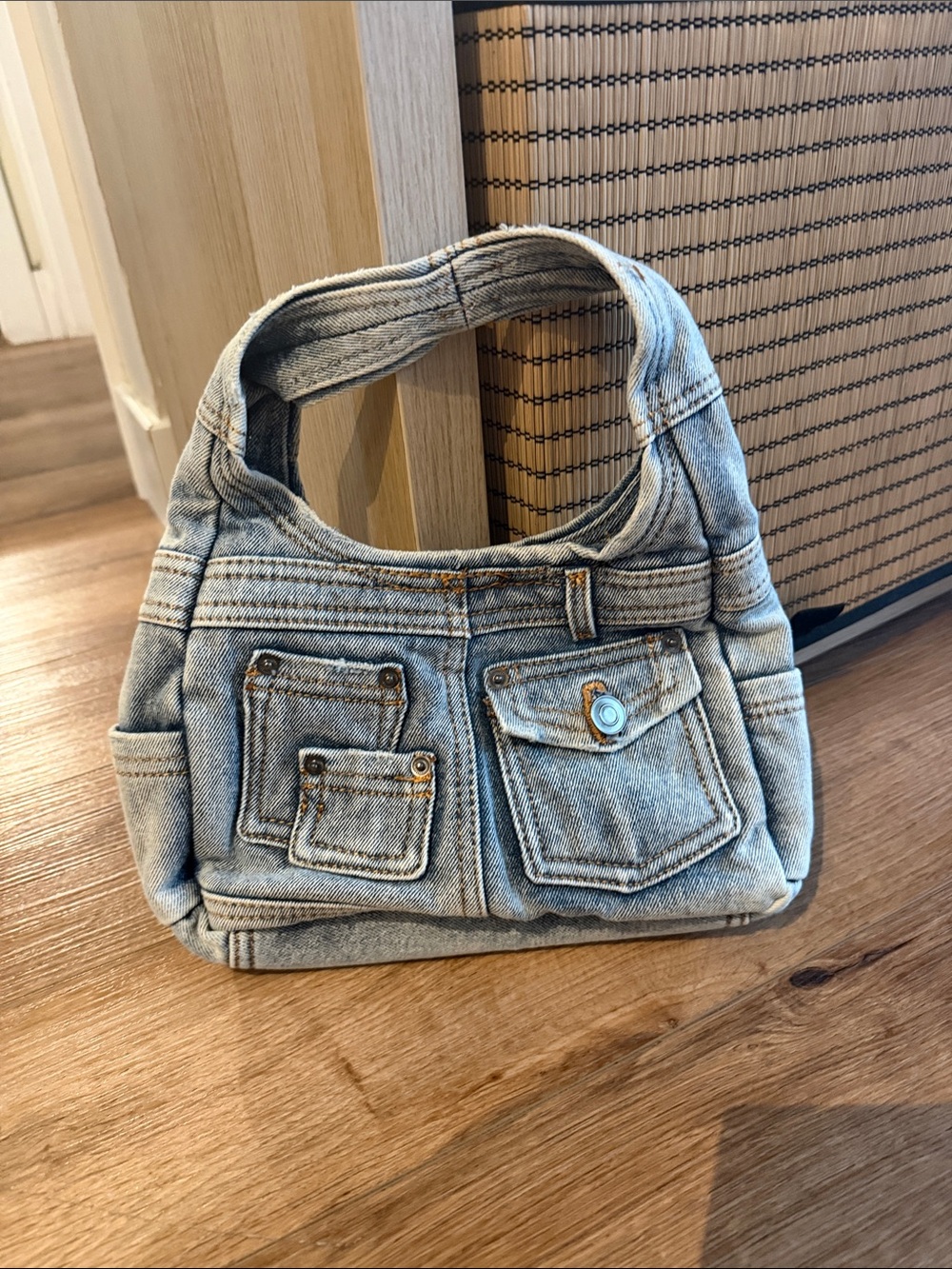 Zara Light Wash Denim Shoulder Bag